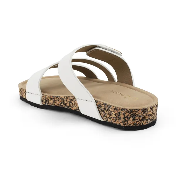 Zelion_Women'S_Triple_Strap_Slide_Sandals_With_Gold_Buckle_Detail,_Cork_Platform