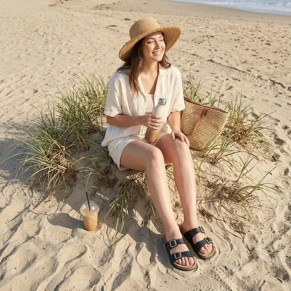 Zelion_Women'S_Double_Strap_Slide_Sandals_With_Gold_Buckles,_Cork_Platform