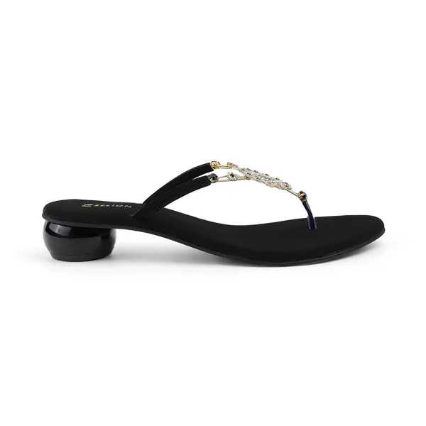 Zelion_Women'S_Embellished_Thong_Sandals_With_Rhinestone_Detail,_Low_Block_Heel