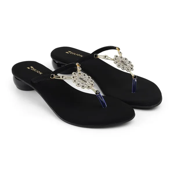 Zelion_Women'S_Embellished_Thong_Sandals_With_Rhinestone_Detail,_Low_Block_Heel