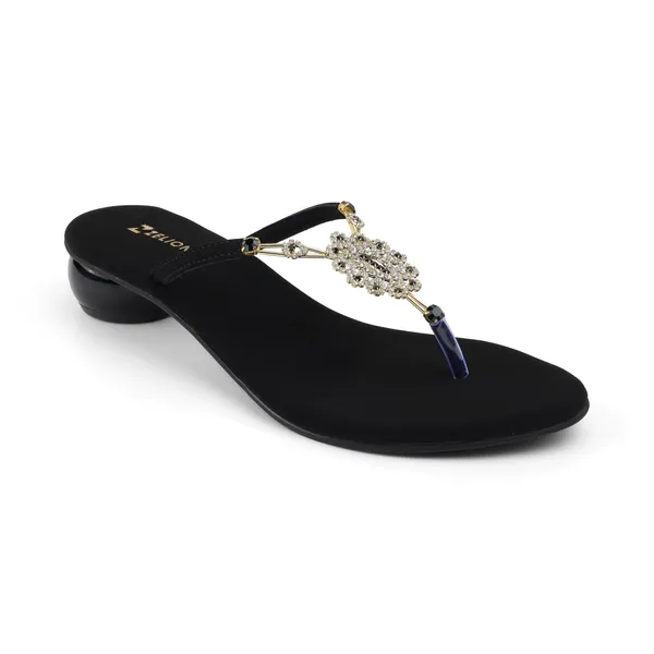 Zelion_Women'S_Embellished_Thong_Sandals_With_Rhinestone_Detail,_Low_Block_Heel