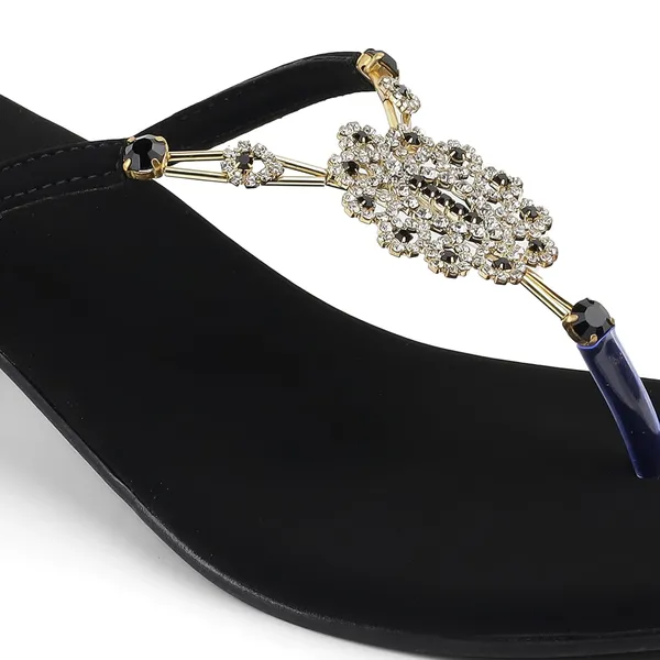 Zelion_Women'S_Embellished_Thong_Sandals_With_Rhinestone_Detail,_Low_Block_Heel