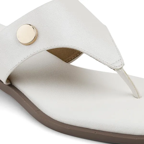 Zelion_Women'S_Thong_Flat_Sandals,_White,_Square_Toe,_Gold_Metal_Stud_Detail