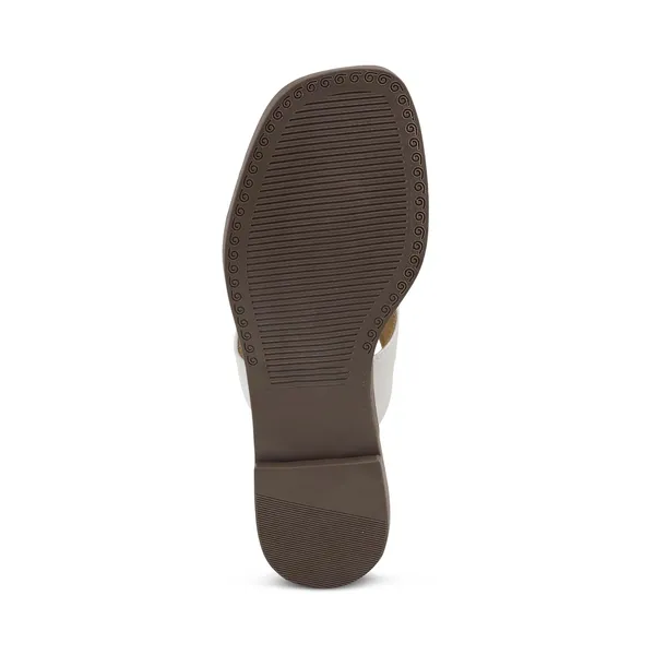Zelion_Women'S_Thong_Flat_Sandals,_White,_Square_Toe,_Gold_Metal_Stud_Detail