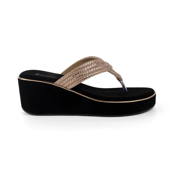 Zelion_Women'S_Rhinestone_Embellished_Wedge_Thong_Sandals,_Black_Platform,_Gold_Braided_Strap