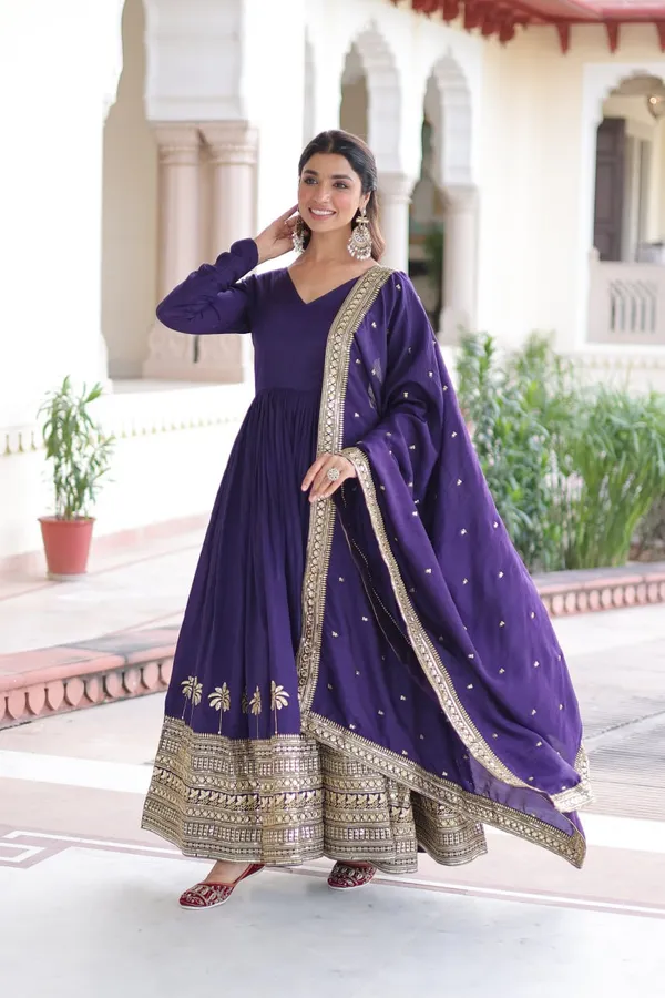 Purple_Anarkali_Suit_Set_With_Golden_Embroidery_And_Dupatta