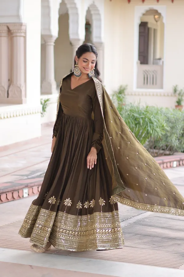Olive_Green_Embroidered_Anarkali_Suit_With_Dupatta