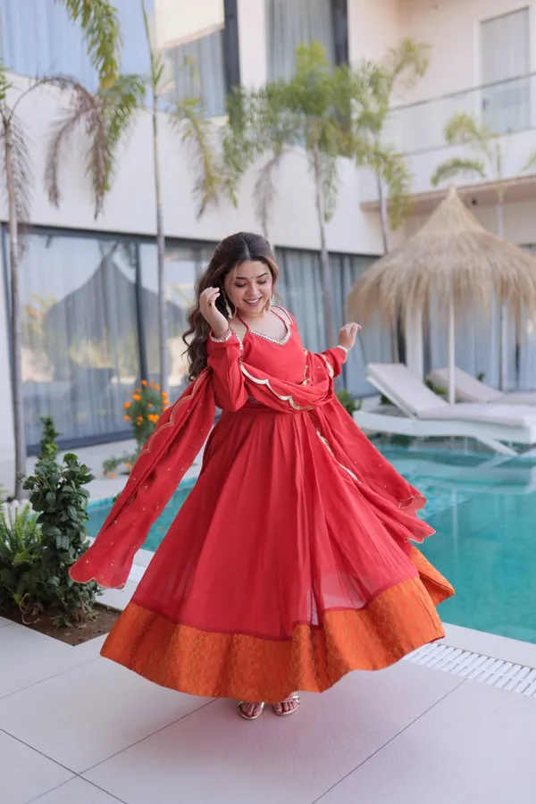 Women_Red_And_Orange_Anarkali_Suit_Set_With_Dupatta
