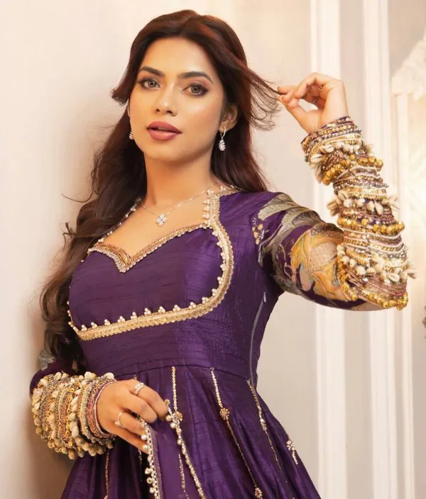 Purple_Embroidered_Anarkali_Gown_With_Golden_Bird_Motifs_And_Sheer_Sleeves
