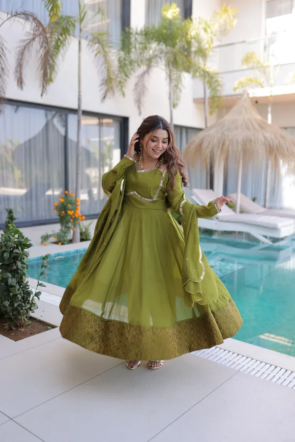 Ethnic_Olive_Green_Anarkali_Suit_With_Embellished_Neckline_And_Dupatta