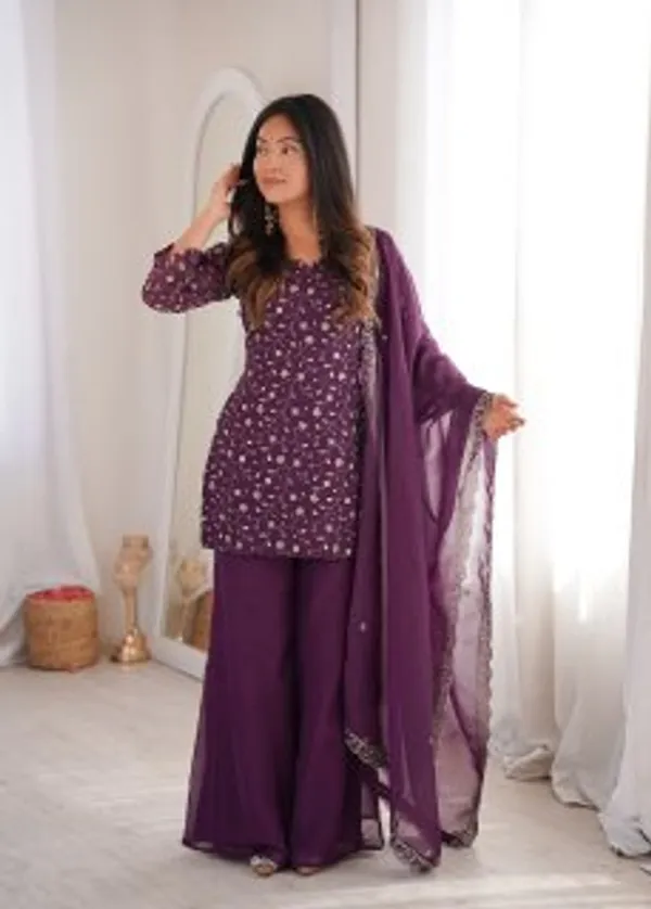 Purple_Mirror_Work_Embellished_Kurta_Set_With_Dupatta