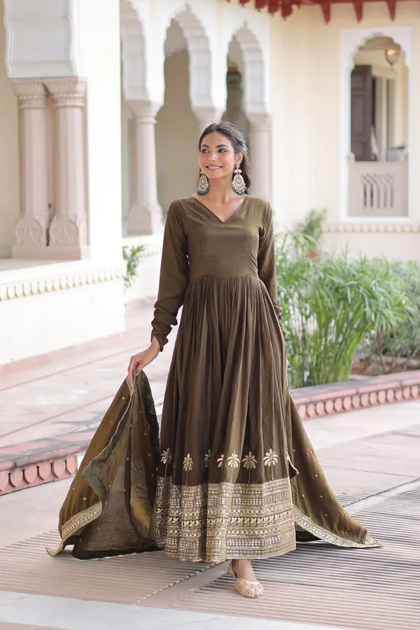 Olive_Green_Embroidered_Anarkali_Suit_With_Dupatta