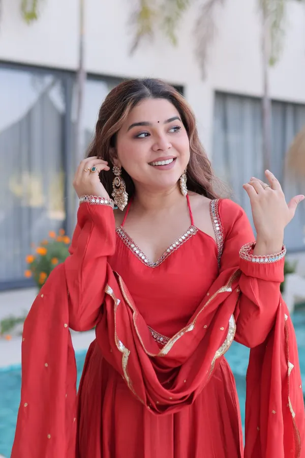 Women_Red_And_Orange_Anarkali_Suit_Set_With_Dupatta