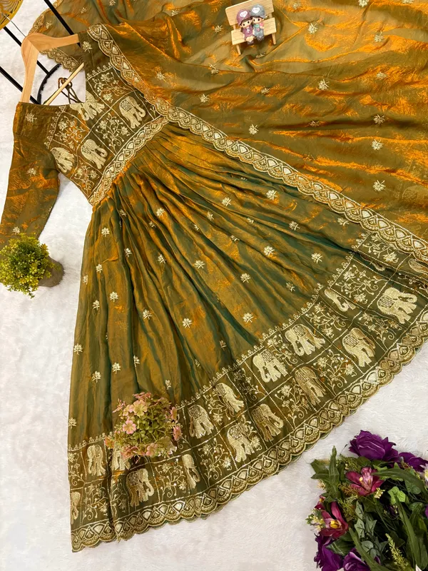 Mustard_Yellow_Anarkali_Dress_With_Golden_Embroidery_And_Dupatta