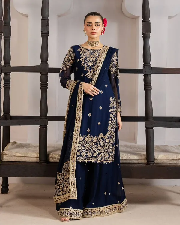 Navy_Blue_Embroidered_Gmy_Silk_Sharara_Suit_Set_With_Dupatta