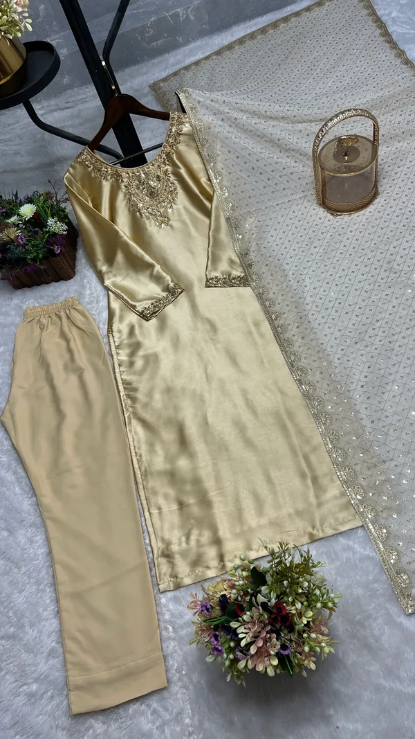 Embroidery_Sequence_Worked_Long_Kurti-Bottom_And_Dupatta_Set_Fully_Stitched_Ready_To_Wear_