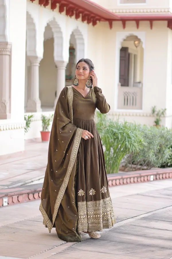Olive_Green_Embroidered_Anarkali_Suit_With_Dupatta