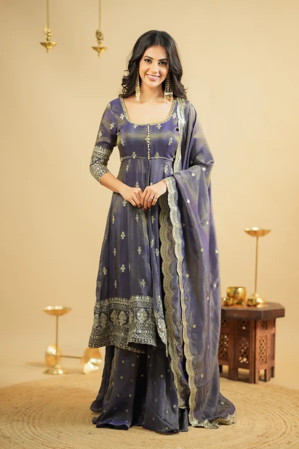 Grey_Anarkali_Suit_Set_With_Golden_Embroidery_And_Dupatta