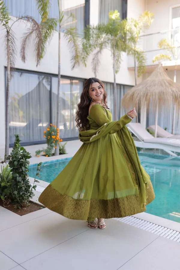Ethnic_Olive_Green_Anarkali_Suit_With_Embellished_Neckline_And_Dupatta