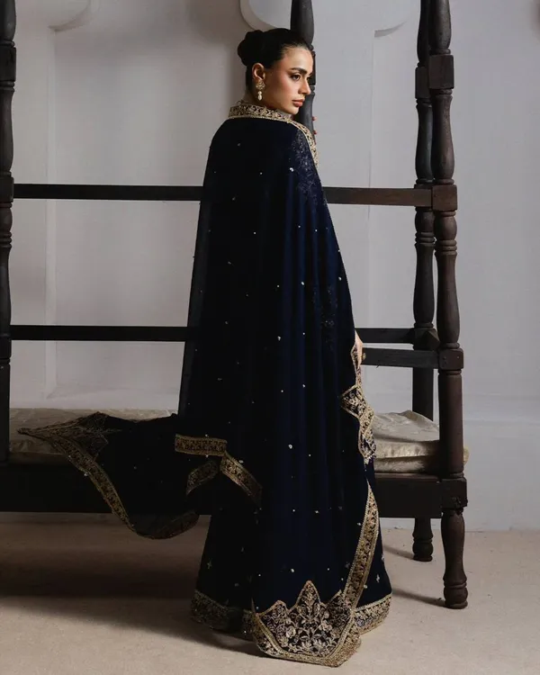 Navy_Blue_Embroidered_Gmy_Silk_Sharara_Suit_Set_With_Dupatta