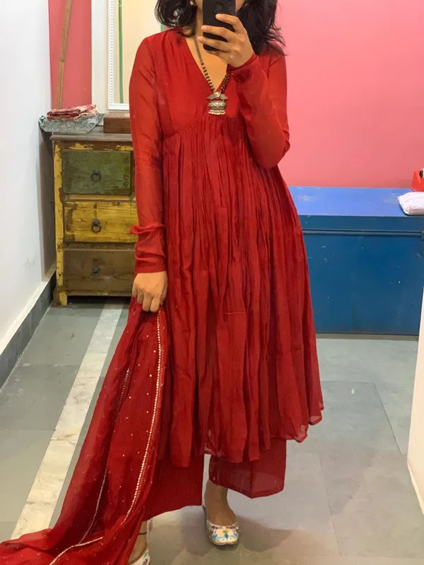 Red_Anarkali_Suit_With_Dupatta_Ethnic_Wear_For_Women