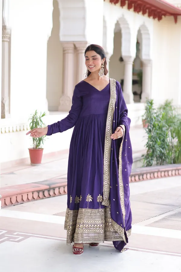 Purple_Anarkali_Suit_Set_With_Golden_Embroidery_And_Dupatta