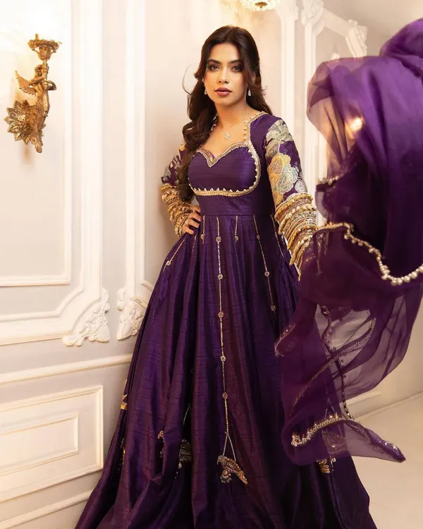 Purple_Embroidered_Anarkali_Gown_With_Golden_Bird_Motifs_And_Sheer_Sleeves