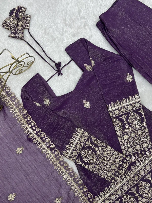 PRESENTING_NEW_CRUNCHY_SILK_FABRIC_WITH_EMBROIDERY_SEQUENCE_AND_JARI_WORK,TOP_WITH_DUPPTA_SET,BELL_BOTTOM_PENT_READY_TO_WEAR