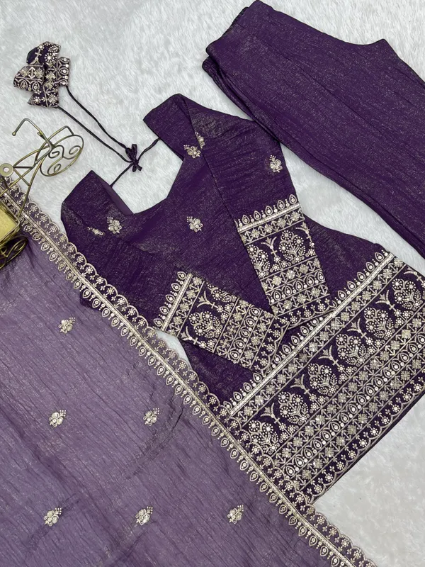 PRESENTING_NEW_CRUNCHY_SILK_FABRIC_WITH_EMBROIDERY_SEQUENCE_AND_JARI_WORK,TOP_WITH_DUPPTA_SET,BELL_BOTTOM_PENT_READY_TO_WEAR