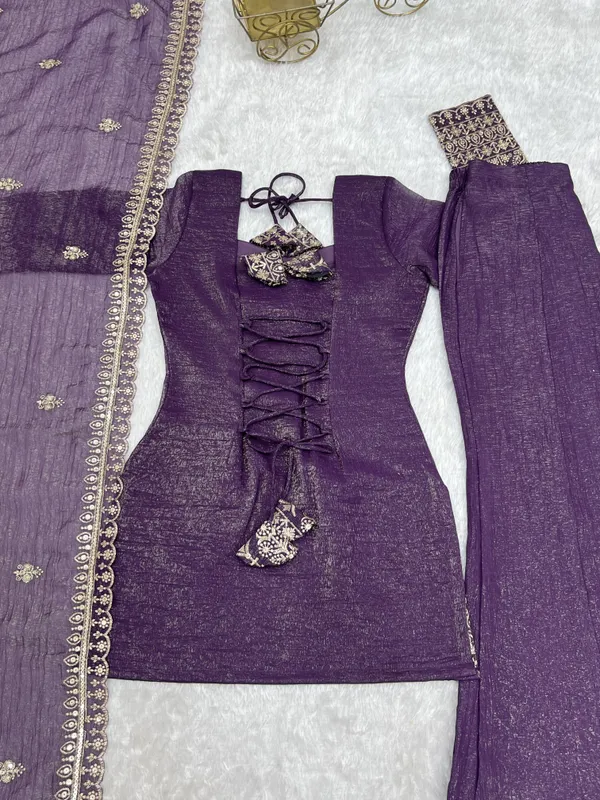 PRESENTING_NEW_CRUNCHY_SILK_FABRIC_WITH_EMBROIDERY_SEQUENCE_AND_JARI_WORK,TOP_WITH_DUPPTA_SET,BELL_BOTTOM_PENT_READY_TO_WEAR