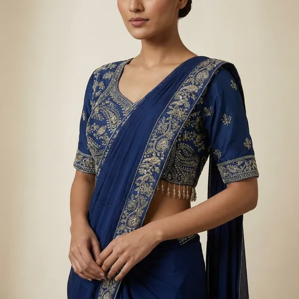 Exclusive_Outfit_As_Ready_To_Wear_Saree_With_Semi_Beads_And_Embroidered_Stylist_Blouse_And_On_Chinon_Fabric