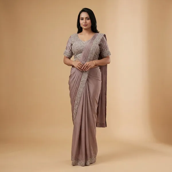 Exclusive_Outfit_As_Ready_To_Wear_Saree_With_Semi_Beads_And_Embroidered_Stylist_Blouse_And_On_Chinon_Fabric