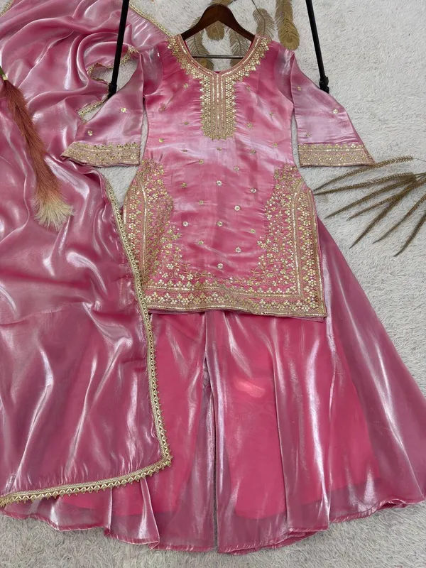Presenting_New_Premium_Quality_With_Embroidery_Sequence_Worked_Top-Plazzo_And_Dupatta_Set_Fully_Stitched_Ready_To_Wear_🔥😍🥰