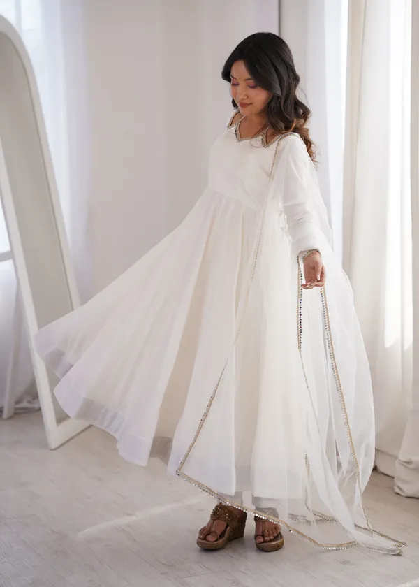 White_Pearl_Embellished_Anarkali_Suit_Set