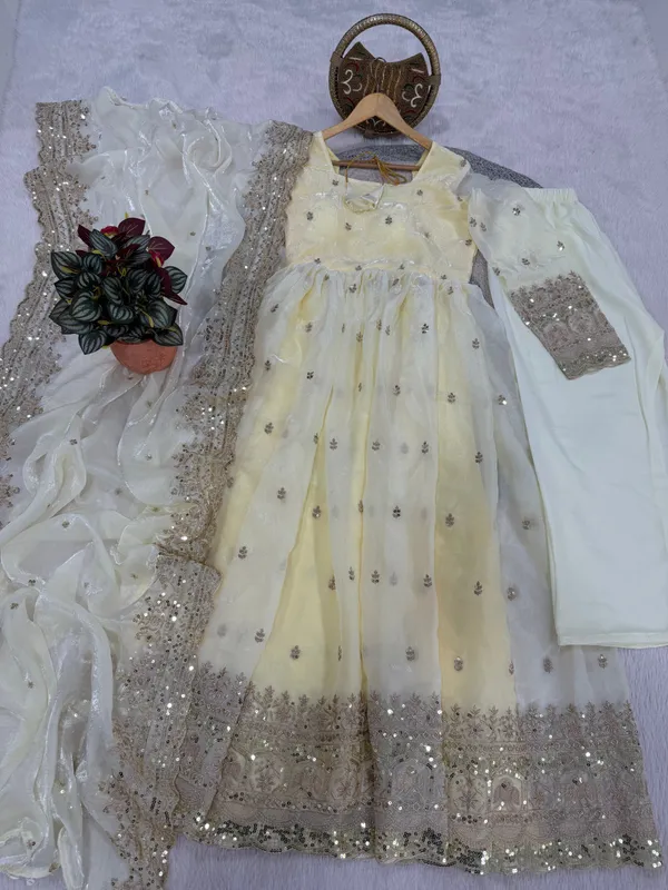 Off_White_Embellished_Ethnic_Dress_With_Sheer_Sleeves_And_Dupatta