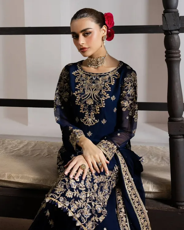 Navy_Blue_Embroidered_Gmy_Silk_Sharara_Suit_Set_With_Dupatta