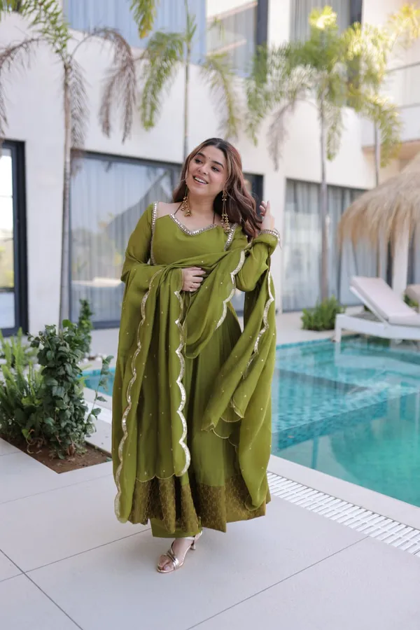 Ethnic_Olive_Green_Anarkali_Suit_With_Embellished_Neckline_And_Dupatta