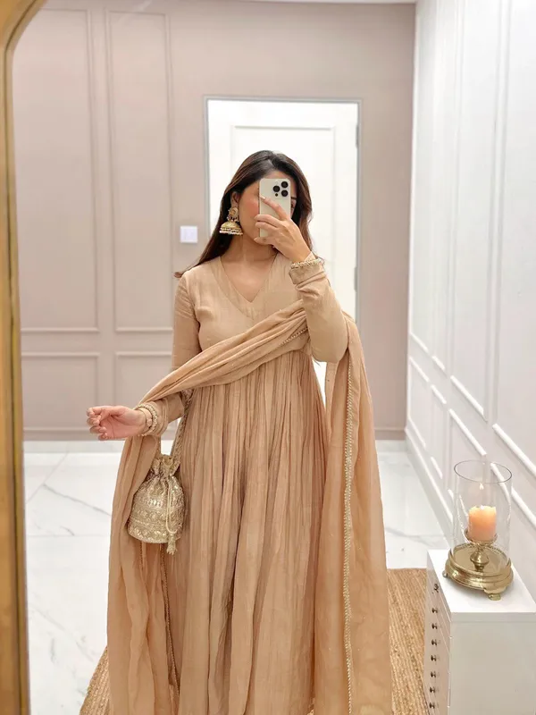 Elegant_Beige_Anarkali_Suit_Set_With_Dupatta
