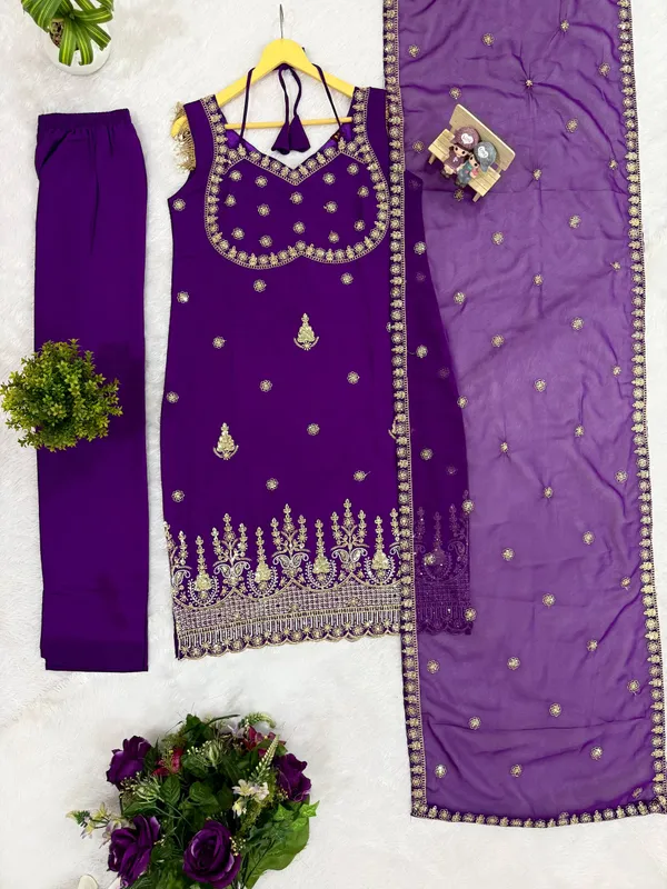 Purple_Embroidered_Ethnic_Suit_Set_With_Dupatta_Traditional_Indian_Wear