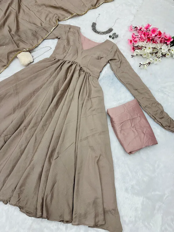 Elegant_Beige_Anarkali_Suit_Set_With_Dupatta