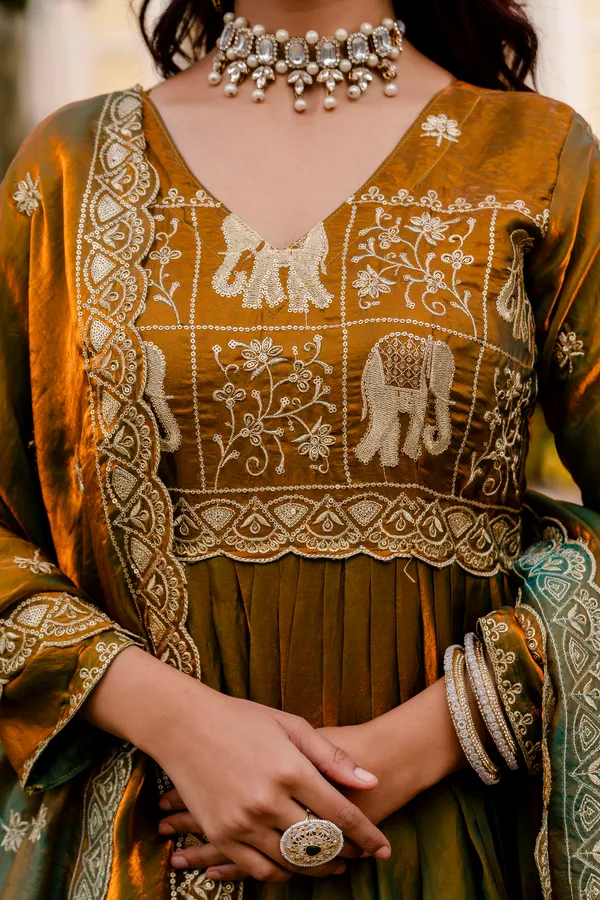 Mustard_Yellow_Anarkali_Dress_With_Golden_Embroidery_And_Dupatta