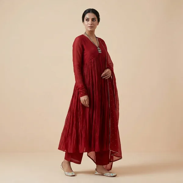 Red_Anarkali_Suit_With_Dupatta_Ethnic_Wear_For_Women