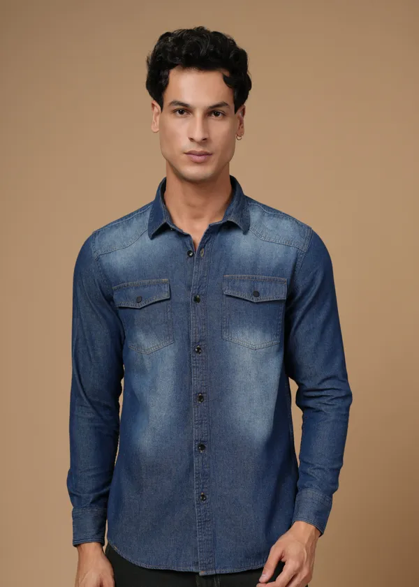 Dark_Blue_100%_Cotton_Denim_Shirt_For_Men