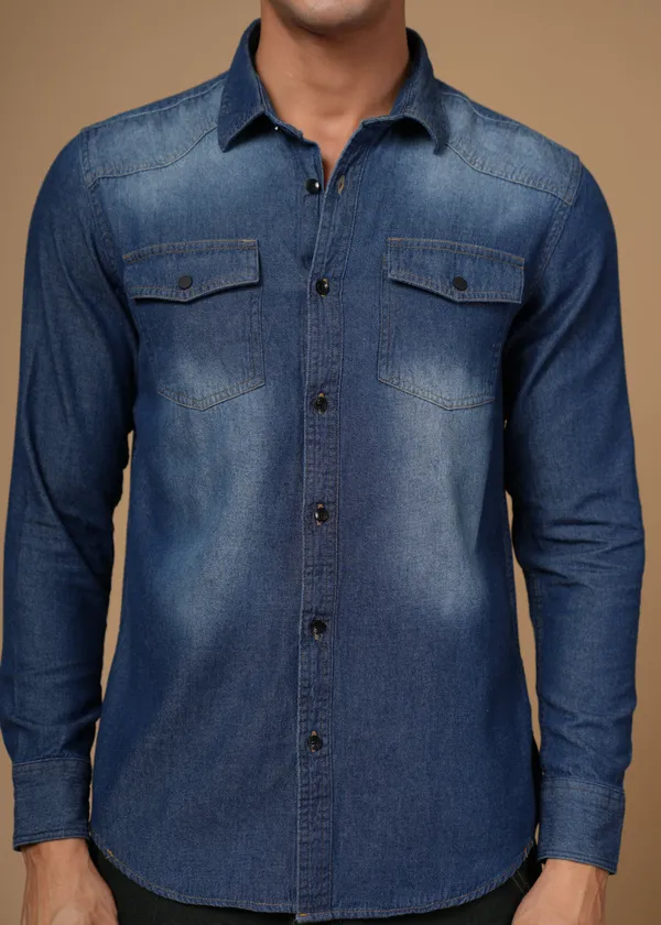 Dark_Blue_100%_Cotton_Denim_Shirt_For_Men