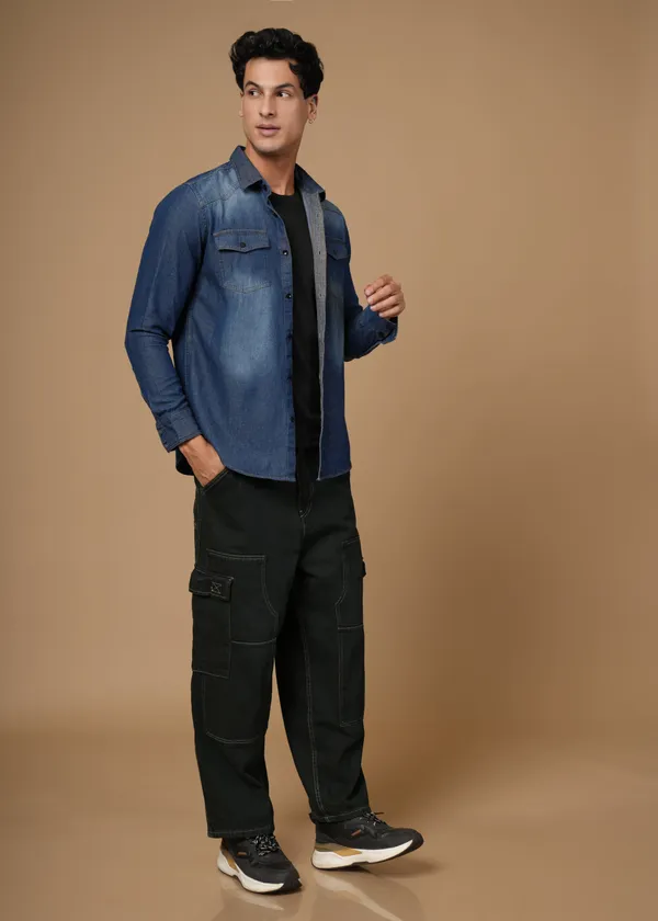 Dark_Blue_100%_Cotton_Denim_Shirt_For_Men