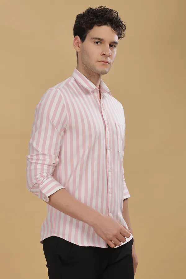 Pink_&_White_Oxford_Cotton_Stripes_Shirt_For_Men