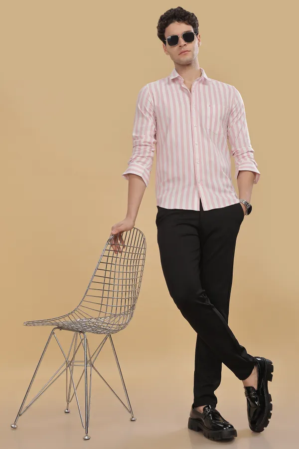 Pink_&_White_Oxford_Cotton_Stripes_Shirt_For_Men