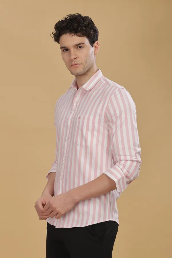 Pink_&_White_Oxford_Cotton_Stripes_Shirt_For_Men