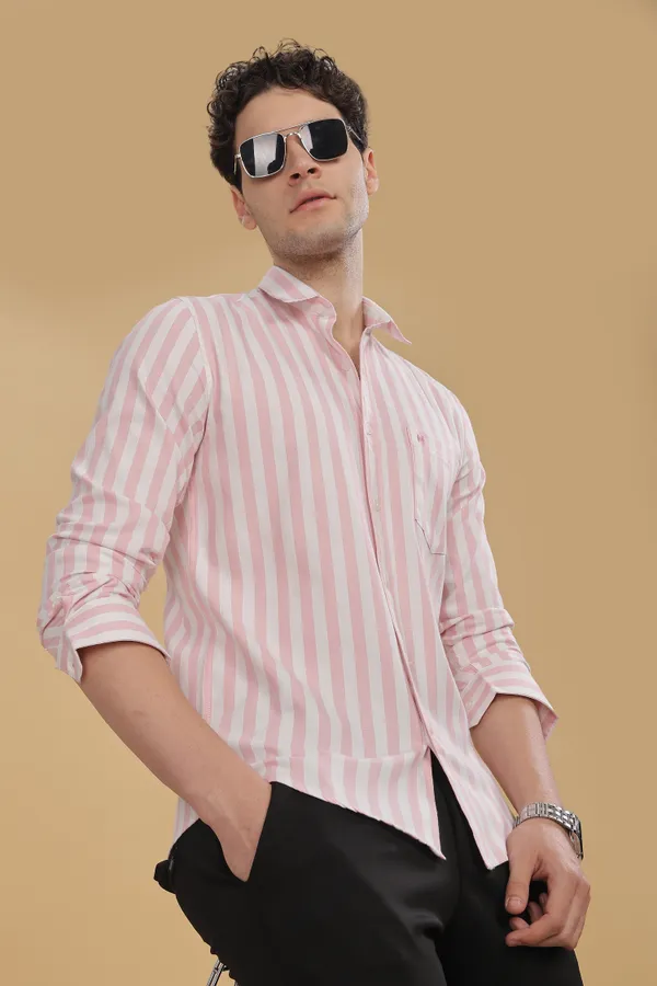Pink_&_White_Oxford_Cotton_Stripes_Shirt_For_Men