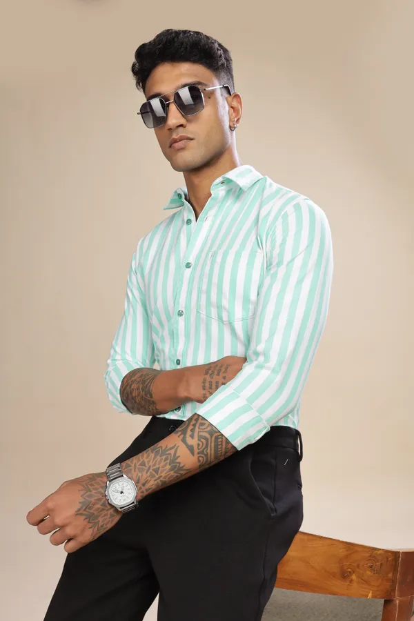Sea_Foam_Green_Oxford_Cotton_Stripes_Shirt_For_Men